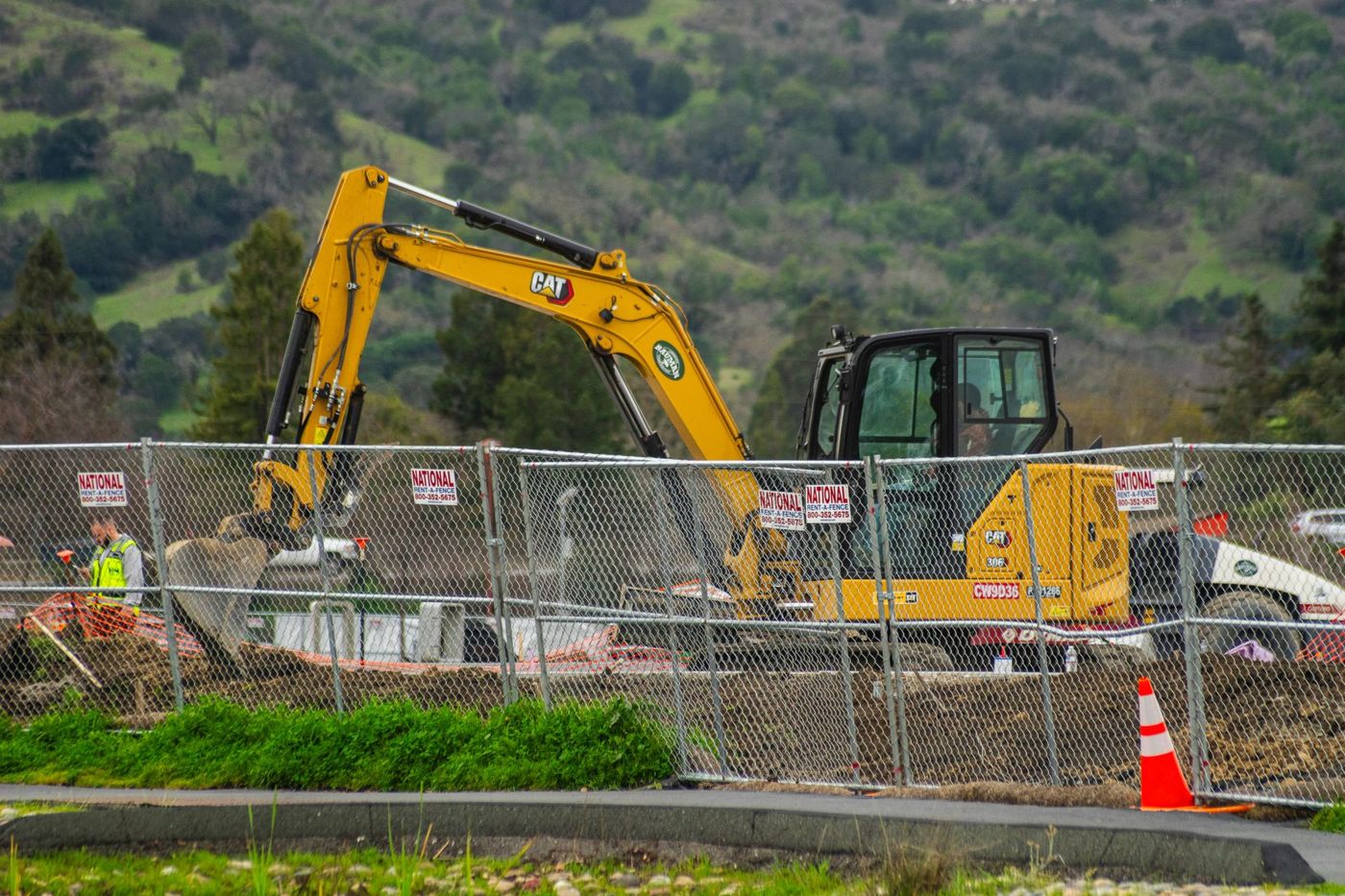 Excavator at an active construction site.